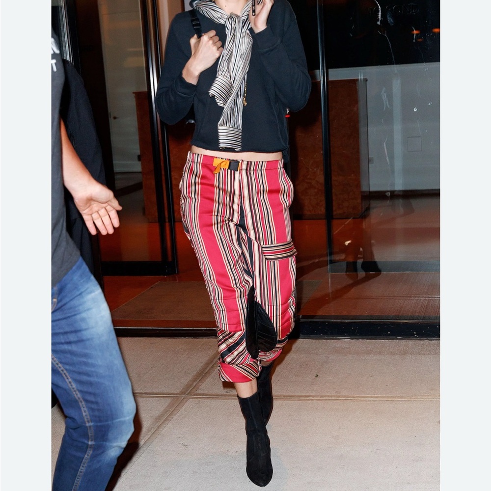 Etro Red and Black Striped Pants